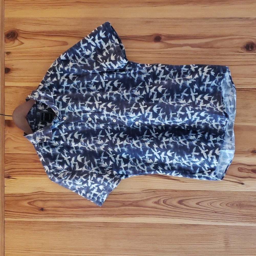 Devred - Bird Print Short-sleeve Shirt - L Slim Fit